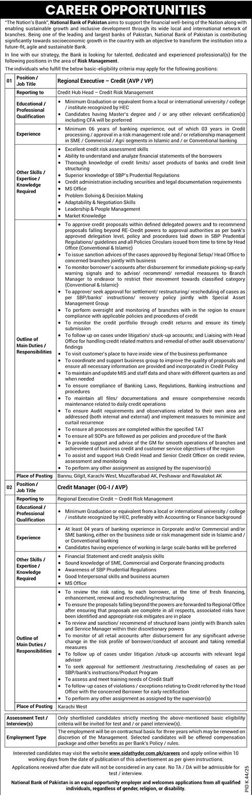 Jobs in National Bank of Pakistan-1